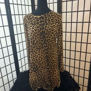 Leopard Print Long Sleeve Tunic Dress - Animal Print